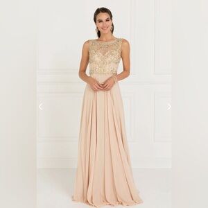 Elegant Cream Evening Gown by GLS APPAREL GL1565XIN